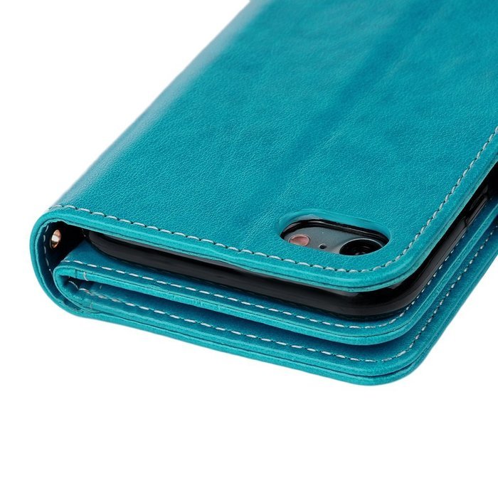 Badalink iPhone 7 Wallet Case (4.7") 9 Card Slots Plastic Mirror Flip Stand Case Embossed Flower Girl PU Leather... N22