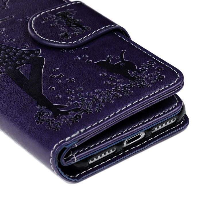 Badalink iPhone 7 Wallet Case (4.7") 9 Card Slots Plastic Mirror Flip Stand Case Embossed Flower Girl PU Leather... N24