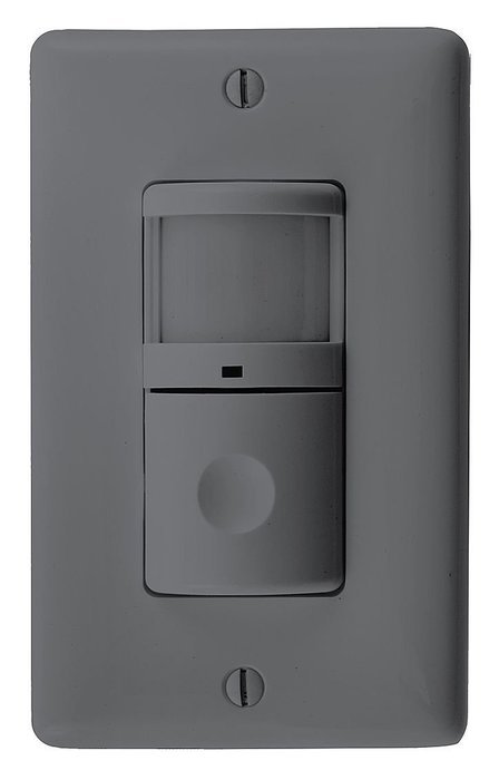 Hubbell ATP2000NGY Adaptive Technology, Passive Infrared Wall Switch, No Button, 1200 Sq. Ft. Coverage, Gray