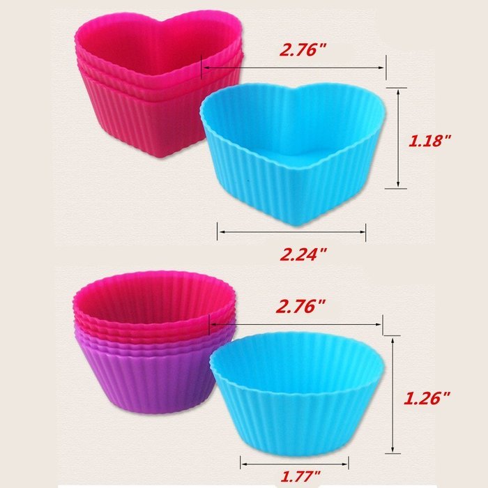 Yafeco Silicone Baking Cups For Cake Muffin Molds,Cupcake Liners (16-Pack) N2