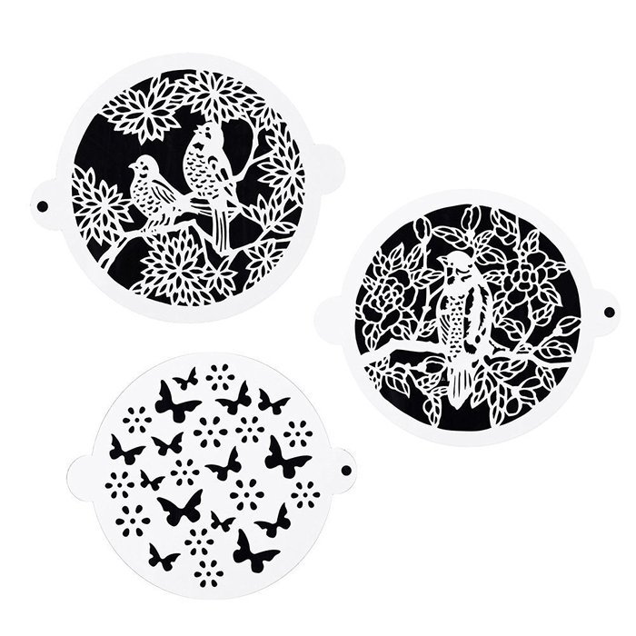 DECORA 16 Pieces Cake Cappuccino Coffee Barista Stencils Templates Strew Pad N7