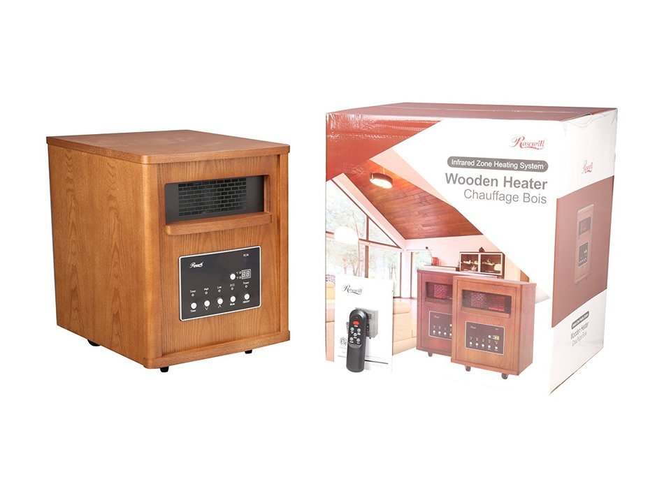 Rosewill RHWH-14002 1500 Watt Oak Wooden Cabinet Finish Room Space Heater with 6 Infrared Heating Element Tubes... N5