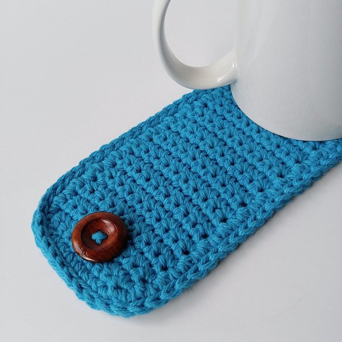 Coffee Mug Cozy CottonTurquoise Blue