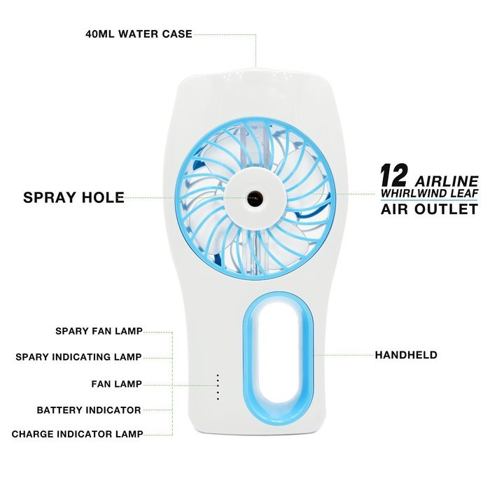 Minhe Handheld USB Misting Fan Humidifier,USB Rechargeable Portable Fan ,Summer Spray Fan for Face Water Supply... N9