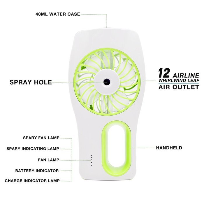 Minhe Handheld USB Misting Fan Humidifier,USB Rechargeable Portable Fan ,Summer Spray Fan for Face Water Supply... N10