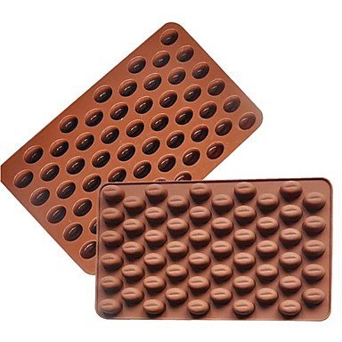 Sher 1 pc 55 Holes Coffee Bean Shape Chocolate Mold Silicone 3D Coffee Beans Chocolate Mold Non-Stick Cake Mold