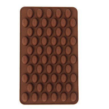 Sher 1 pc 55 Holes Coffee Bean Shape Chocolate Mold Silicone 3D Coffee Beans Chocolate Mold Non-Stick Cake Mold N2