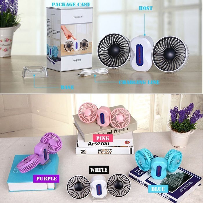 USB Mini Fan,BAVIER&reg; Couples mini fan,Sound-free design Desktop Fan,Portable USB Fan,3 Speed Adjustable,USB Cooling... N10