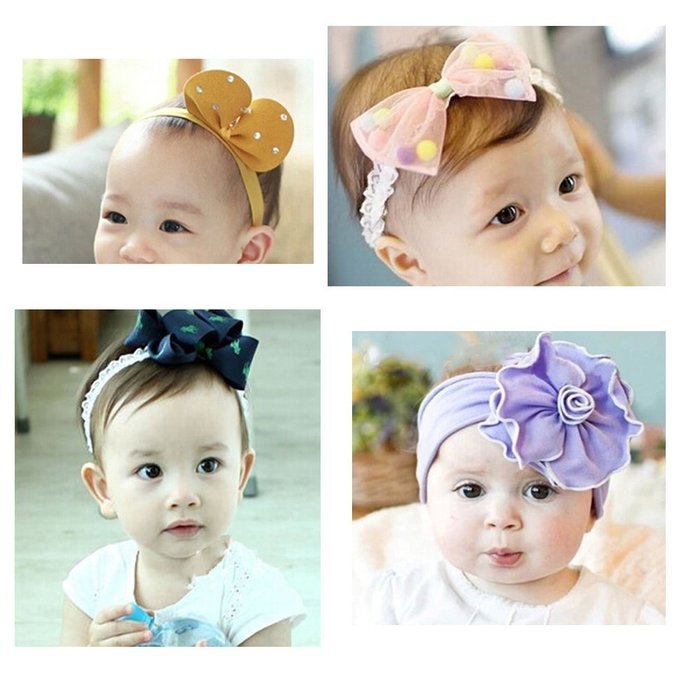 KAKA(TM) 4 Styles Baby Girl's Beautiful Lace Flower Headbands