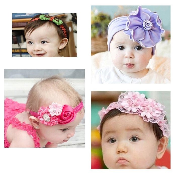 KAKA(TM) 4 Styles Baby Girl's Beautiful Lace Flower Headbands N3