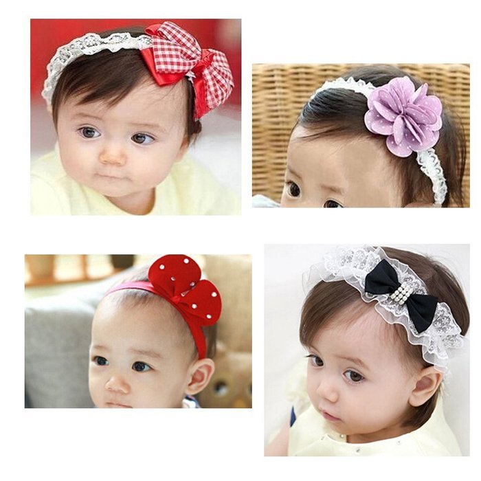 KAKA(TM) 4 Styles Baby Girl's Beautiful Lace Flower Headbands N4