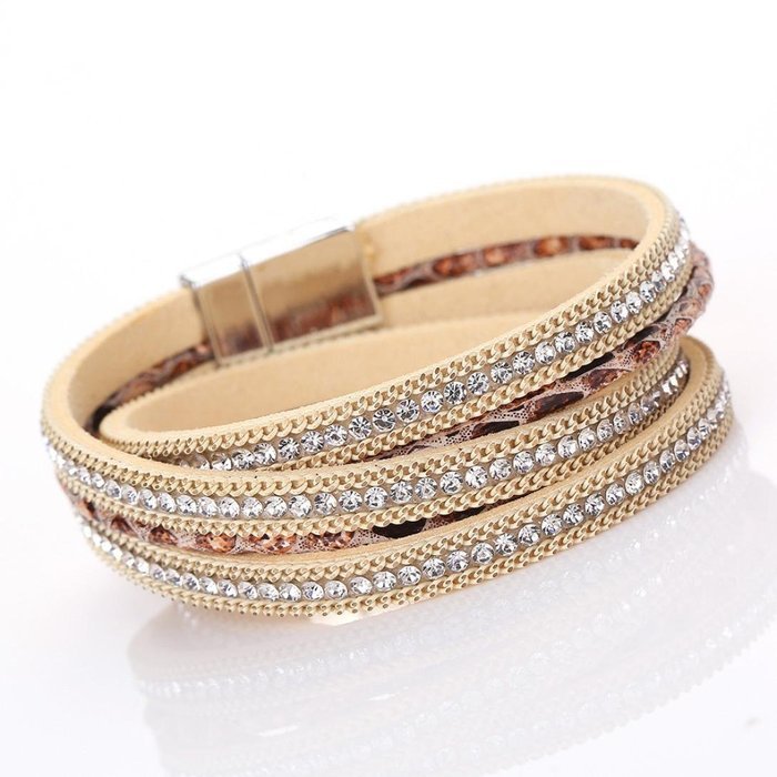 AutumnFall&reg; Women Bohemian Bracelet Woven Braided Handmade Wrap Cuff Magnetic Clasp (Gray) N10