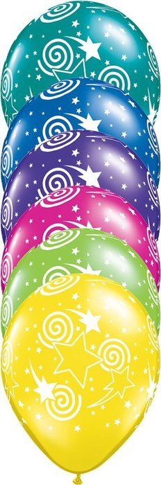 Pioneer Balloon Company 50 Count Swirling Star-A-Round Latex Balloon, 11", Assorted N3