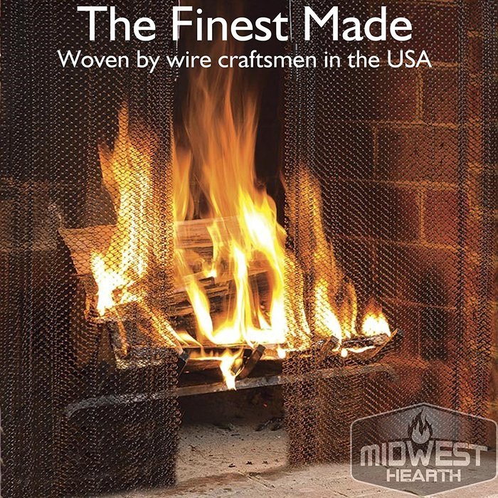 Midwest Hearth Fireplace Screen Mesh Curtain. 2 Panels Each 24" Wide. Includes Screen Pulls. Made in USA (20"... N9