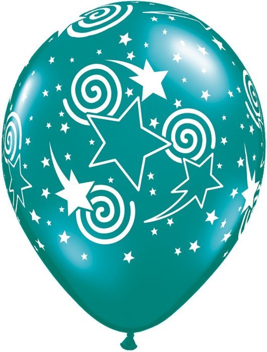 Pioneer Balloon Company 50 Count Swirling Star-A-Round Latex Balloon, 11", Assorted N4