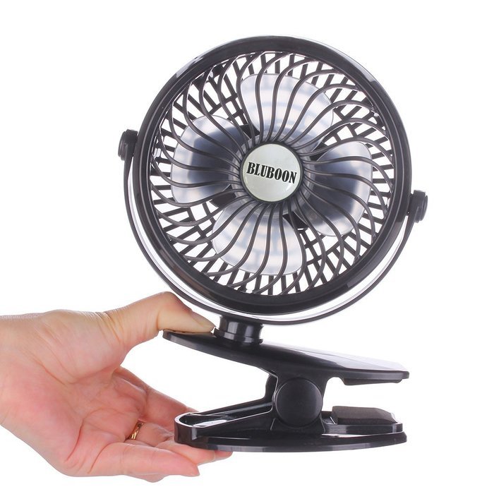 BLUBOON Rechargeable Battery Clip on Fan, Quietness, Adjustable (Black) N5