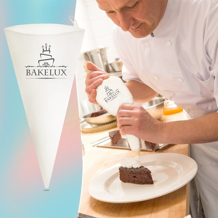 18-Inch Pastry Bags (3 Pack) - BakeLux Commercial Grade Reusable Cotton Icing Bags Set - Featherweight Piping... N3