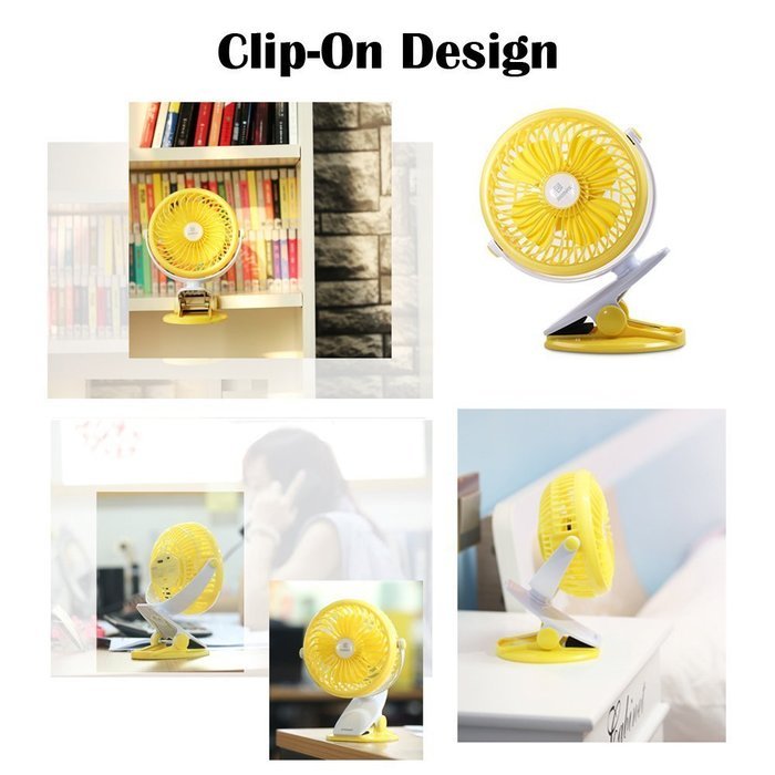 REMAX USB Fan Battery Rechargeable 2200mAh 18650 Mini Electric Fan 4.5h 4 Blades Clip on Desk Silent Blower N29