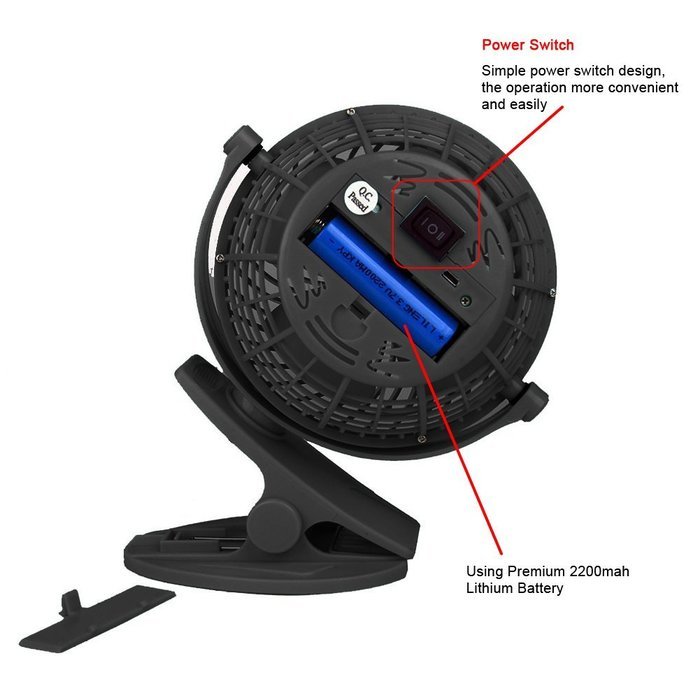 Bomwill 5-inch Clip-on Fan USB 360 Degree Tilt Adjustable Electric Personal Air-Circulator Clip fan for Desk/table... N12