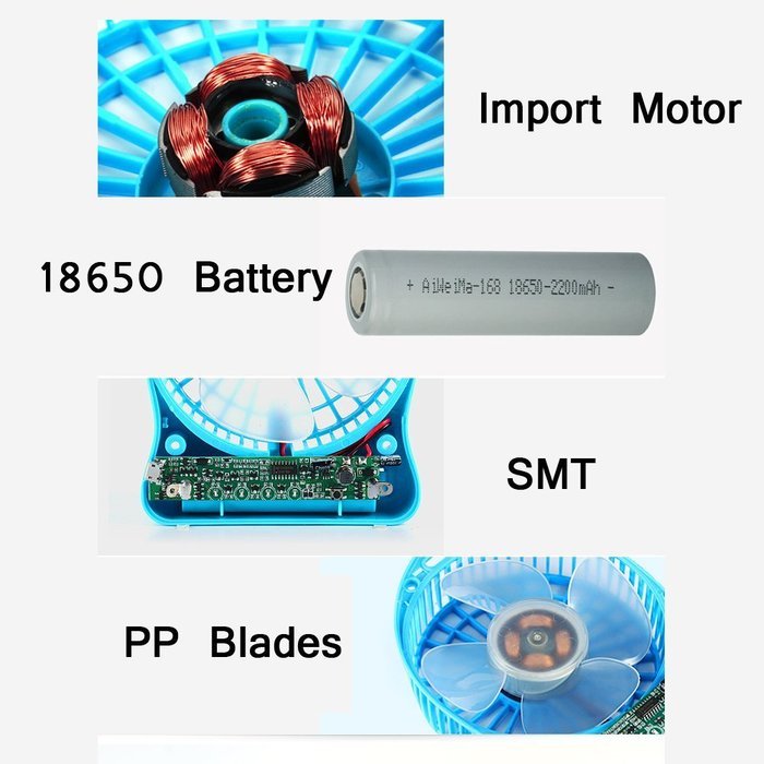 REMAX USB Fan Battery Rechargeable 2200mAh 18650 Mini Electric Fan 4.5h 4 Blades Clip on Desk Silent Blower N31