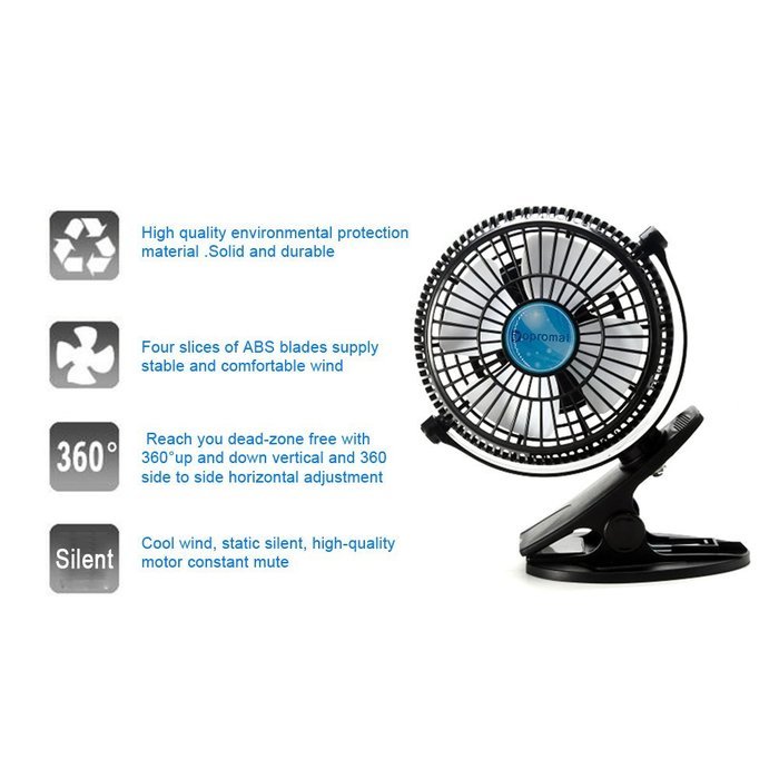 Bomwill 5-inch Clip-on Fan USB 360 Degree Tilt Adjustable Electric Personal Air-Circulator Clip fan for Desk/table... N15