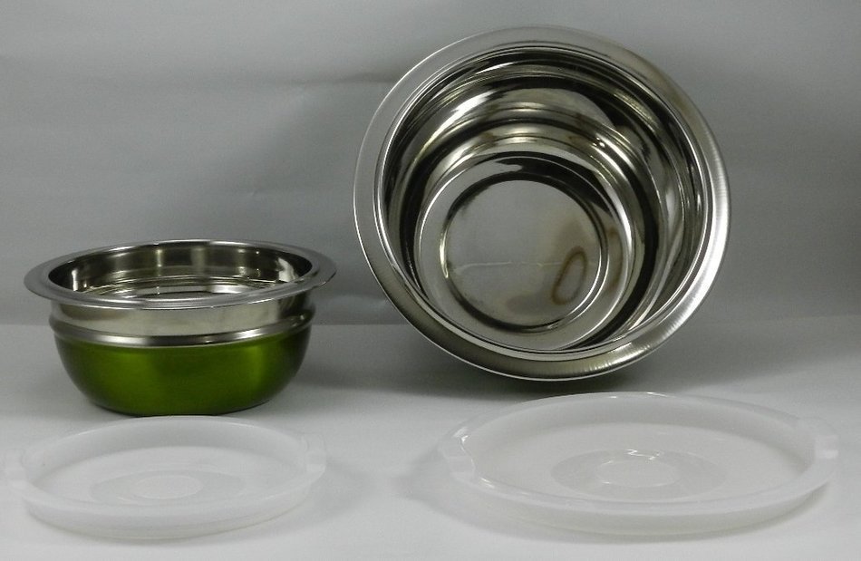 Stainless Steel 4-Piece Mixing/Storing Bowl Set with Lids (Blue) N6