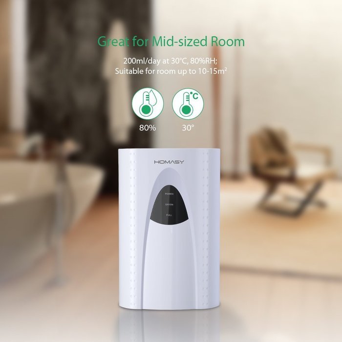 Homasy Portable Mini Thermo-Electric Peltier Compact Dehumidifier, UV Light, 2L Water Tank for Bathroom, Small... N8