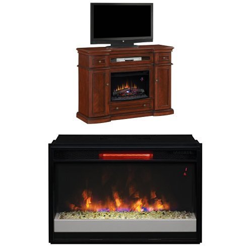 Complete Set Montgomery Media Mantel in Vintage Cherry with 26" Contemporary Infrared Spectrafire Plus Insert...