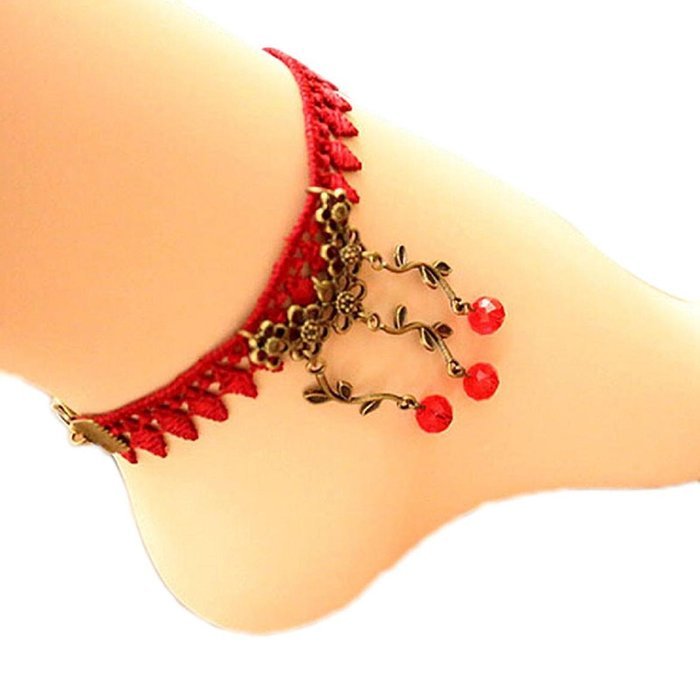 Susenstone&reg;Handmade Women Jewelry Gothic Cherry Lace Ankle Foot Jewelry N2