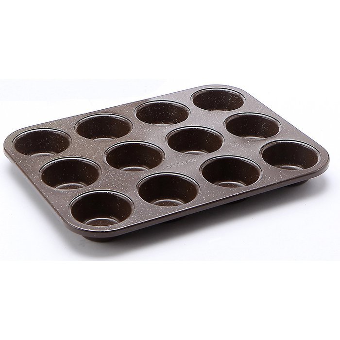 CasaWare Mini Muffin Pan 12 Cup Ceramic Coated Non-Stick (Silver Granite)