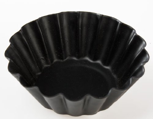3" Primitive Black Metal Fluted Candle Pan Tart Mold Set of 10 N2