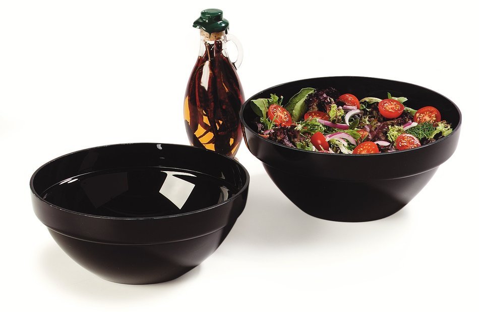 Carlisle 810003 Acrylic Stack Bowl, 3 qt. Capacity, 9.44 x 3.94", Black (Case of 4)