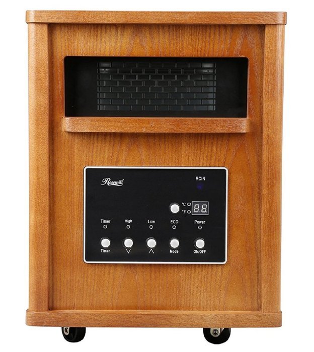 Rosewill RHWH-14002 1500 Watt Oak Wooden Cabinet Finish Room Space Heater with 6 Infrared Heating Element Tubes... N6