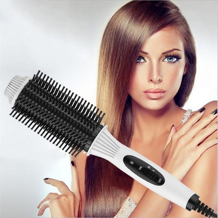 Yaheeda 2 in 1 Ceramic Hair Curler Hot Air Brush Straightener Rollers Comb Curling Iron Straightening Iron Styling... N12