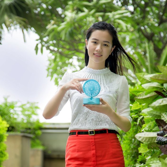 ECEEN Mini Personal Couples Fan Handheld Folding 350 Degree Rotating Dual Head Fan Portable Powered by Battery... N19