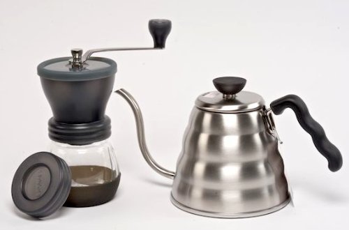 Hario Grinder/kettle Bundle - 2 Items: Ceramic Coffee Mill Skerton and V60 Buono Drip Kettle