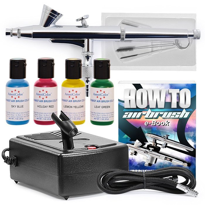 PointZero Complete Airbrush Cake Decorating Set - 4 Chefmaster Colors