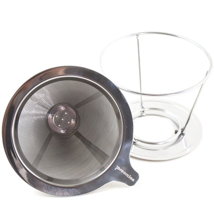 Pour Over Coffee Dripper Cone Made of Food Grade Stainless 18/8 Steel, Reusable Paperless Double Mesh Filter,...
