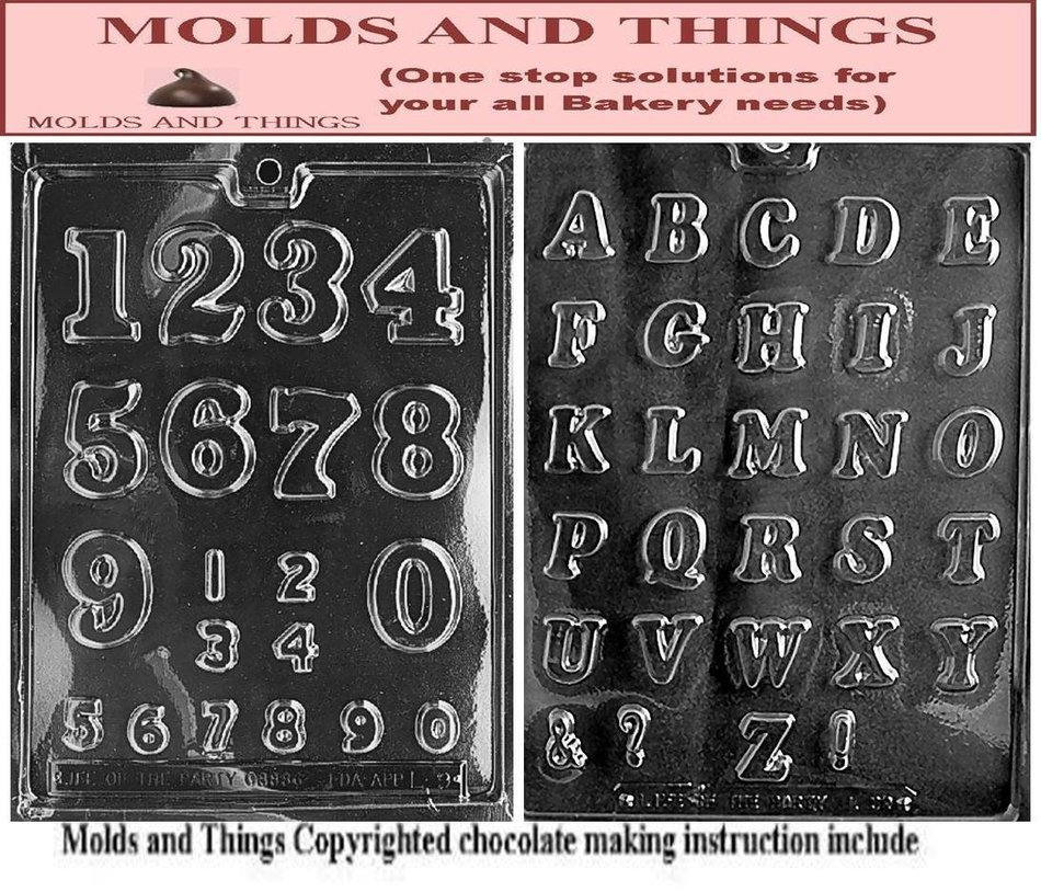 Numbers - Large, Small and Letters A-Z Chocolate candy mold with &copy; Chocolate Making Instructions