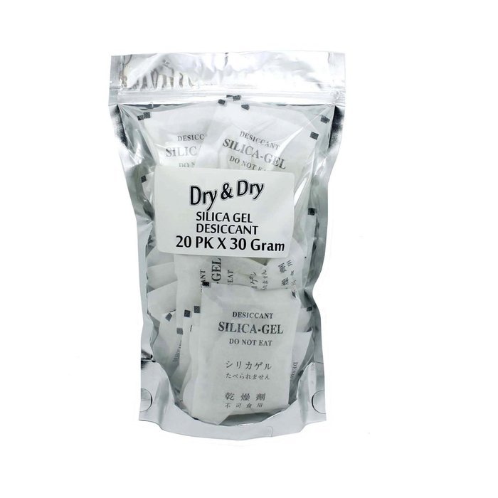30 Gram Pack of 20 "Dry&Dry" Silica Gel Packets Desiccant Dehumidifiers