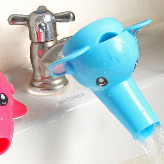 KAKA(TM) Kids Children Baby Washing Hands Water Faucet Extender Cute Animal Water Chute Extender Blue N9