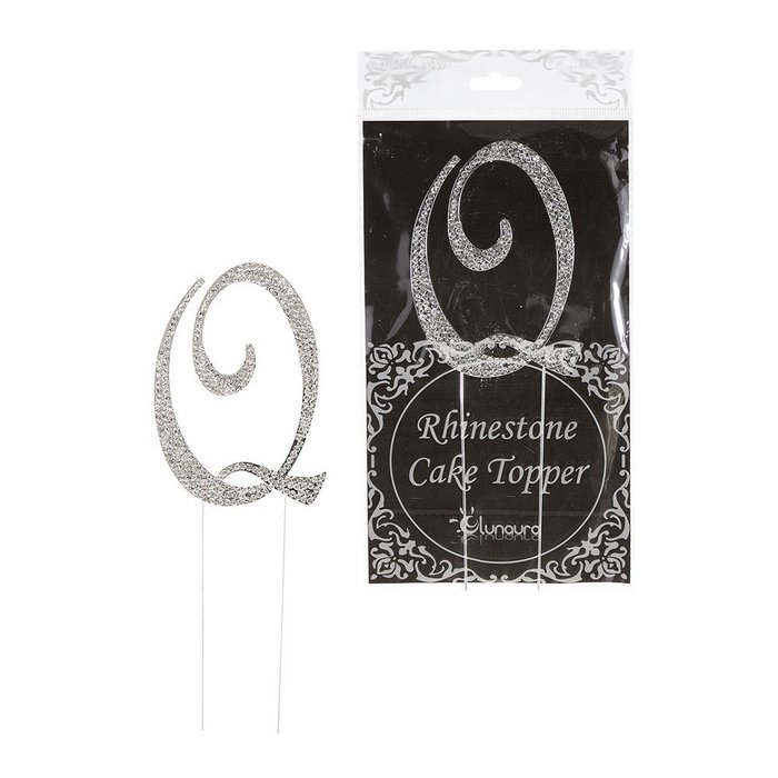 Lunaura - Sparkling Rhinestone Letter Cake Topper - Q