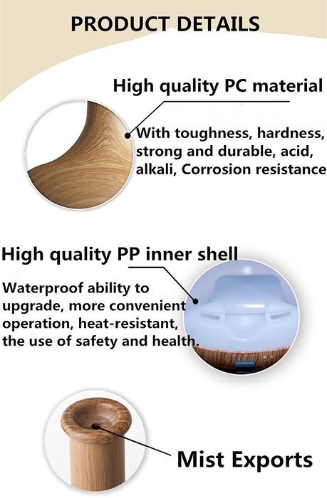 HICBOX Creative wood grain aroma humidifier essential oil diffuser home office decorations 160ML (Light blue) N9