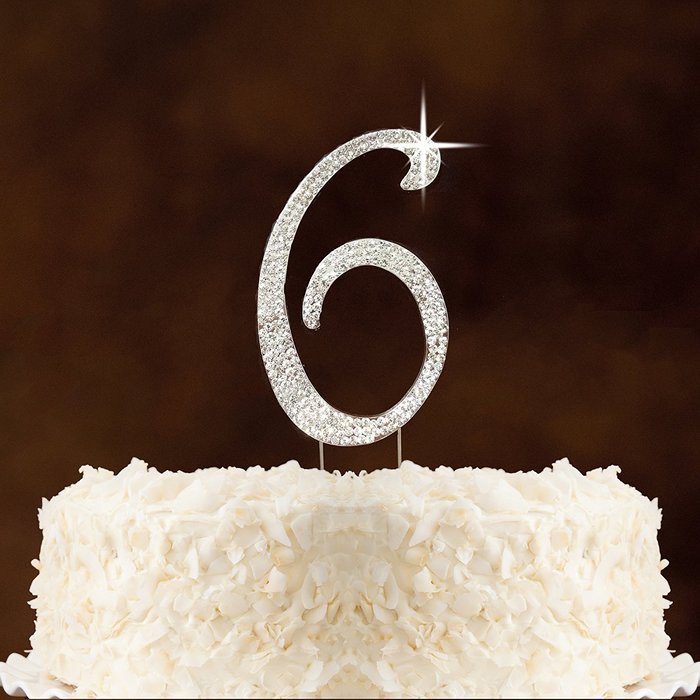 Number 2 Rhinestone Crystal Cake Topper Silver, Numbers, Letters for Wedding, Birthday, Anniversary, Party. Shine...