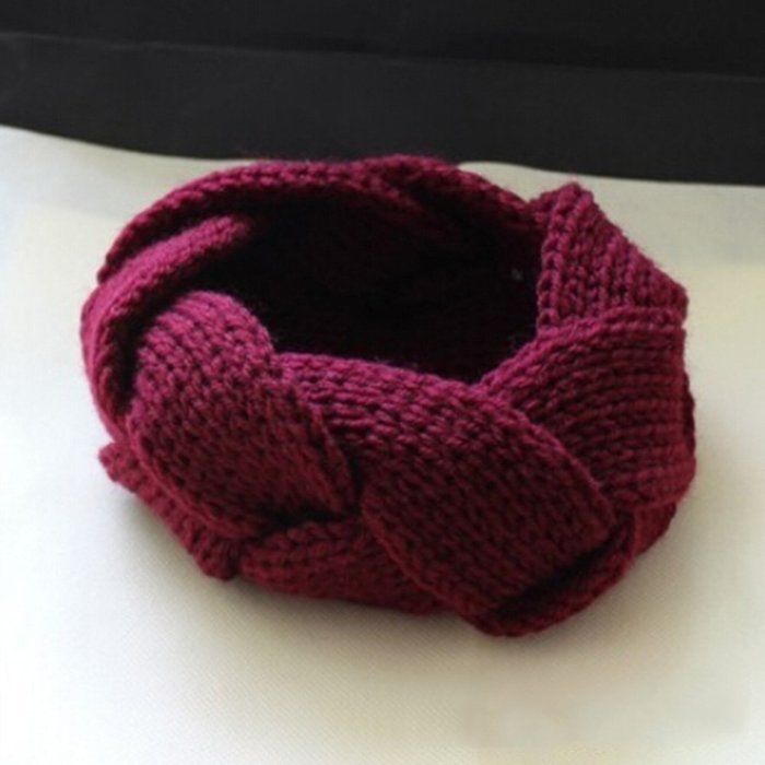 Spritech(TM) Women's Girls Fashion Korea Winter Warm Knit Personality Twist Headband Headwear Deep Pink N14