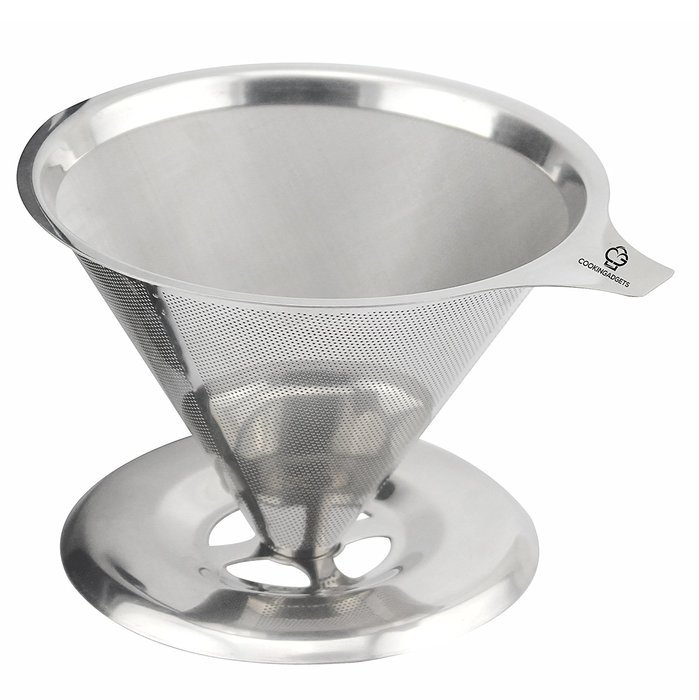CookinGadgets Manual Ceramic Burr Coffee Grinder & Paperless Pour Over Coffee Dripper Set | Stainless Steel
