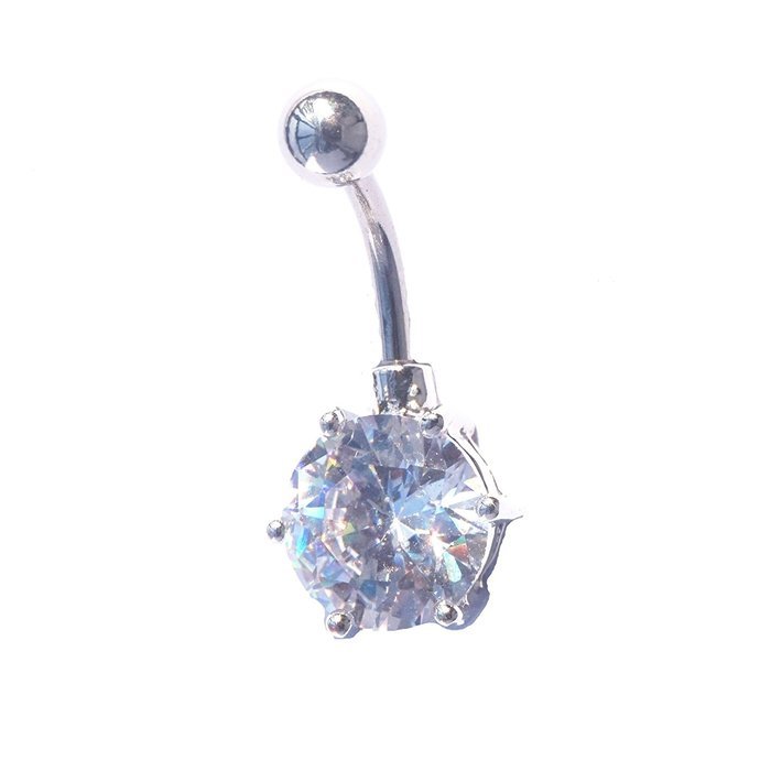 Dedegui Silver Bar Unique Gem 14g Belly Button Navel Ring Body Piercing Jewelry