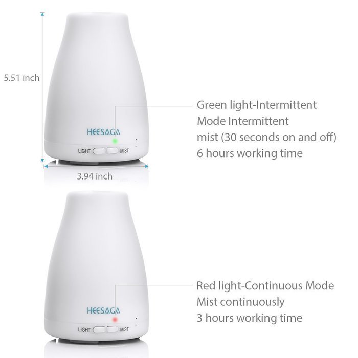 HEESAGA Aromatherapy Essential Oil Diffuser, 120ml Portable Ultrasonic Cool Mist Aroma Humidifier with 7 Changing... N3