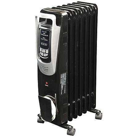 Black Modern Electric Oil-filled Radiator Heater | Contemporary Home Indoor Space Heater by the Living Room or... N5