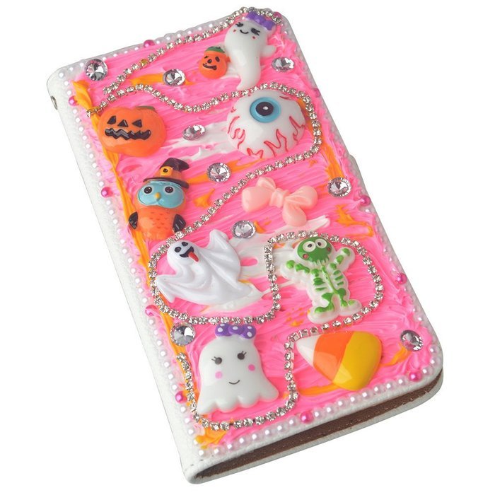 For ZTE ZMAX Z970 Hallowmas Theme Phone Case,Yaheeda 3D Handmade Stones Pumpkin Flower Skull Design PU Leather... N4
